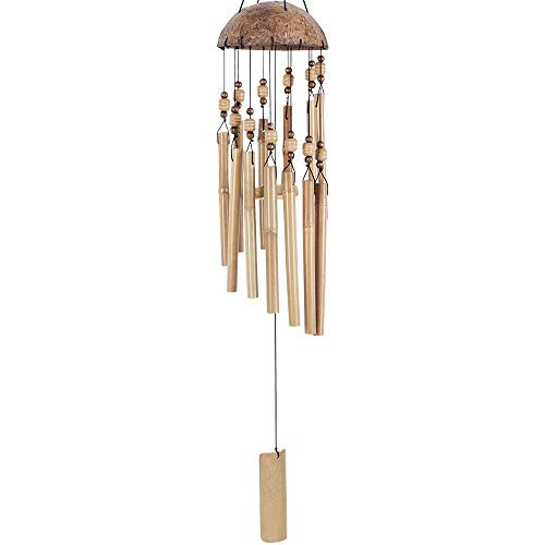 KISSTAKER Wind Chimes  Wood Handmade Bamboo Wind Chimes Rustic Bamboo Wind Chime Big Bell Tube Wind Chime Home Decor