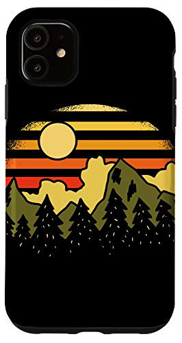 iPhone 11 Retro Sunset Mountain Tree Forest Nature Vintage Camper Gift Case