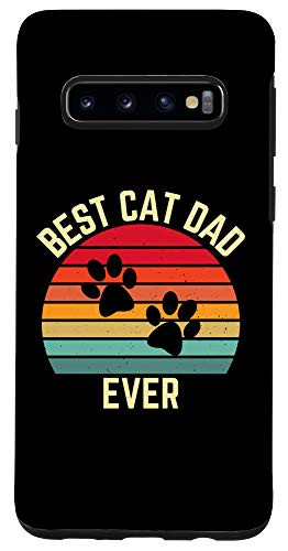Galaxy S10 vintage retro sunset best cat dad ever kitten lovers gift Case