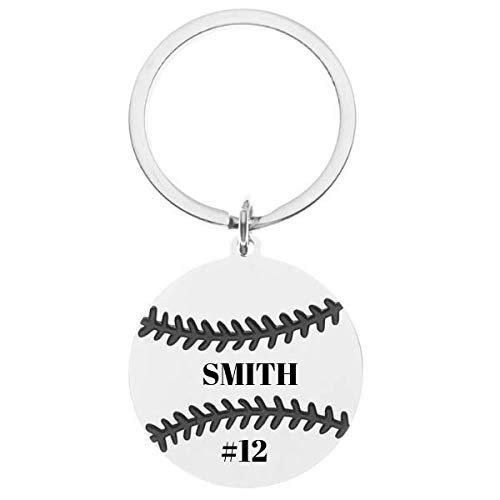 Personalized Baseball Keychain with Jersey Number Charm  Custom Baseball Gift  Baseball Jewelry  Perfect Gift for Baseball Player or Baseball Mom