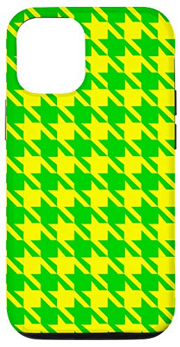 iPhone 12 12 Pro Houndstooth Pattern Checkered Blocks Retro Vintage Phone Case