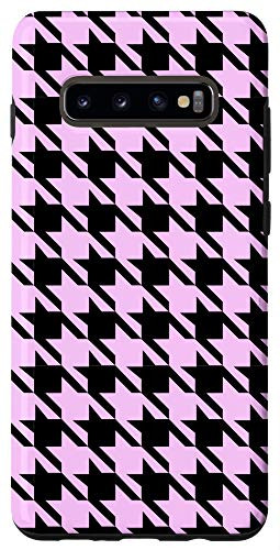 Galaxy S10 plus Houndstooth Pattern Checkered Blocks Retro Vintage Phone Case