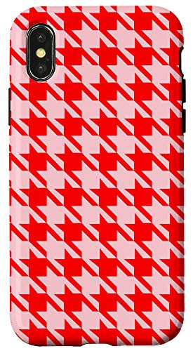 iPhone X XS Houndstooth Pattern Checkered Blocks Retro Vintage Phone Case
