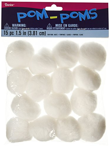 Darice Pom Poms 1.5" 15/Pkg-White (10178-10)