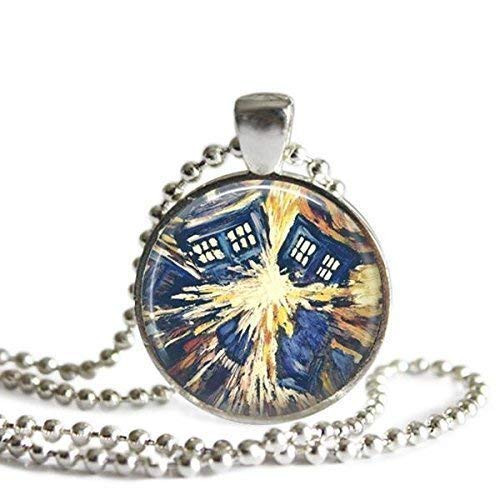 Doctor Who Exploding TARDIS 1 inch Silver Plated Pendant Necklace Doctor Who Exploding TARDIS 1 inch Silver Plated Pendant Necklace