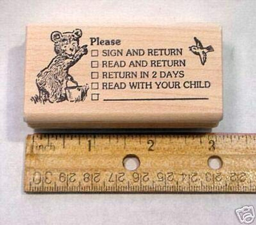 Please Sign Teacher s Rubber Stamp  Wood Mounted - Rubber Stamp Wood Carving Blocks