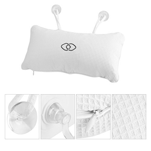 Jacksking Bath Pillow  Non-Slip Bathtub Spa Pillow Bath Head Cushion with Suction Cups Head Neck Support