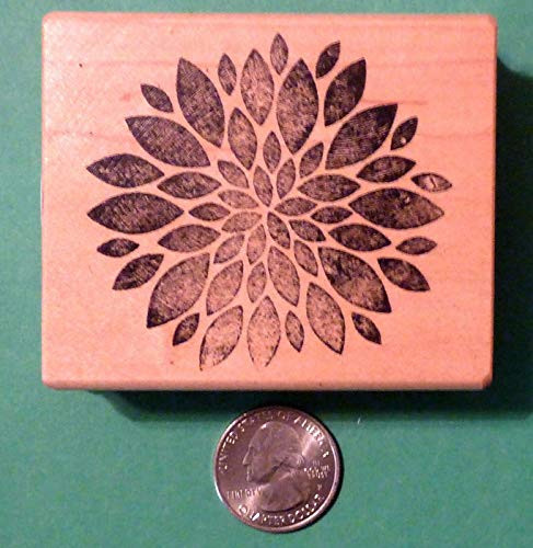 Dahlia Blossom Rubber Stamp  Wood Mounted - Rubber Stamp Wood Carving Blocks