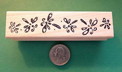 Dragonfly Border  Wood Mounted Rubber Stamp - Rubber Stamp Wood Carving Blocks