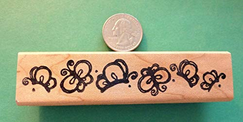 Butterfly Border  Wood Mounted Rubber Stamp - Rubber Stamp Wood Carving Blocks