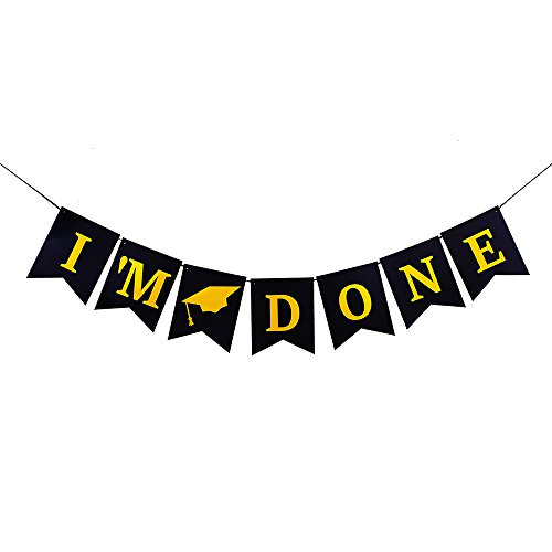 2018 Graduation Banner, I'M DONE Graduation Party Decorations with Graduation Cap Symbol for 2018 Graduation Party Decor Supplies, Free Printable Graduation Party Planning Checklist. NO ASSEMBLY REQUI