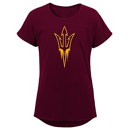 NCAA Arizona State Sun Devils Girls Outerstuff Primary Logo Dolman Tee  Team color   Youth Large  12-14