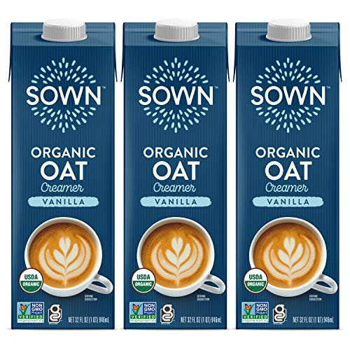 SOWN Organic Oat Creamer Vanilla - Barista Oat Milk Non Dairy Coffee Creamer - Plant Based  Dairy-Free  Vegan  Gluten-Free  Non-GMO  Shelf Stable - 32oz  Pack of 3