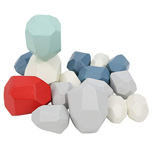 Building Block  Quality Wood Material Wooden Children Building Block  Wooden Building Block  for Kids Children 16 Colored Pine Wood Stones