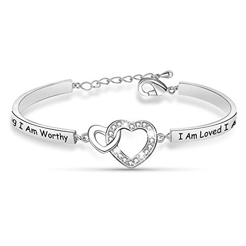 I Am Enough Bracelet I Am Strong I Am Worthy I Am Loved I Am Enough Strength Bracelet Motivational Friend Encouragement Jewelry Gift for Women HBR-I Am Strong
