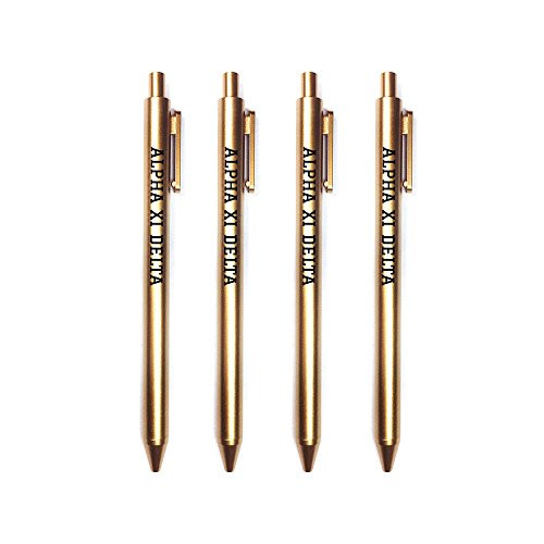 Alpha Xi Delta Gold Pen with Black Block Font 4-Pack of Sorority Pens alpha zee