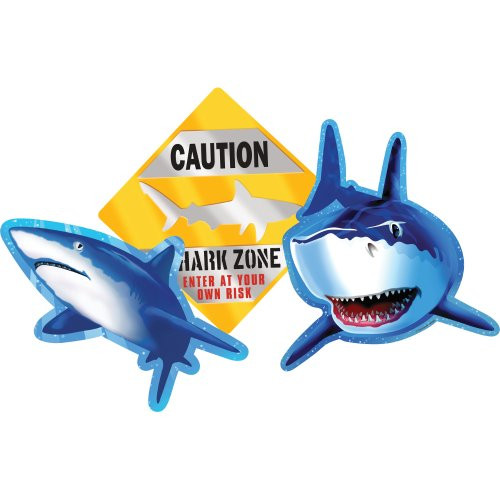 Creative Converting 990887 Shark Splash 3 Count Cutout Party Decorations