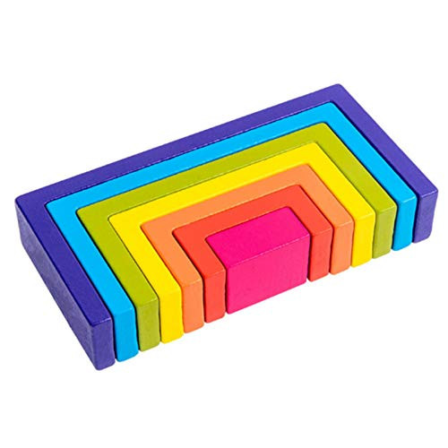 narratorbook Wooden Rainbow Stacker Montessori Rainbow Stacking Wood Toy Large Nesting Puzzle Blocks Colorful Building Blocks Educational Assembly Toy for Kids Toddlers