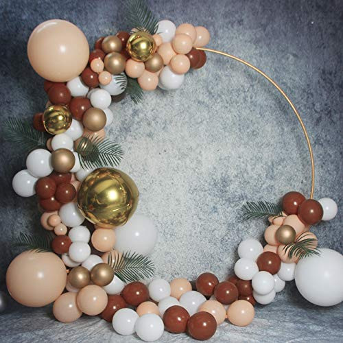 Macaron Coffee Balloon Arch Garland Kit-Macaron Incarnadine Balloon White Balloon Coffee Balloon Metallic Gold Balloon 136Pcs for Baby Shower Gender Reveal Birthday Wedding Engagement Christmas and New Year Party Decoration.