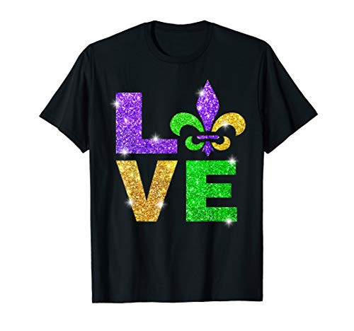 I Love Mardi Gras T-shirt Fleur de Lis Gift Men Women