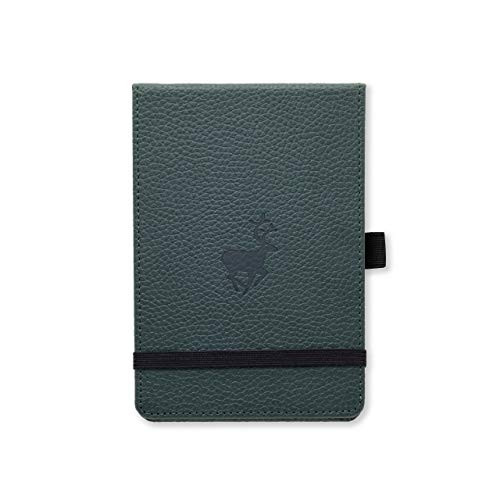 Dingbats Wildlife Plain Hardcover Notebook - PU Leather  Perforated 100gsm Ink-Proof Paper  Pocket  Elastic Closure  Pen Holder  Bookmark  Gray Elephant  Reporter A6 plus  6.1 x 4.1