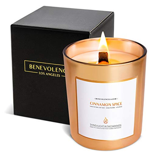 Premium Christmas Candles Scented  Cinnamon Spice Christmas Scented Candles for Home  All Natural Soy Candle  8 oz   45 Hour Burn  Soy Candles  Relaxing Aromatherapy Candles in Rose Gold Glass Jar