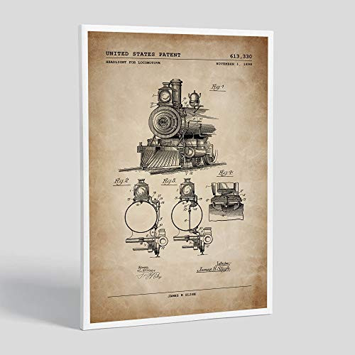 Locomotive Headlight Patent  Patent Poster  Unframed  Travel Decor  Gifts Under 15
