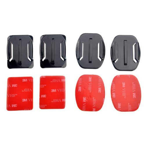 Goliton 2 Flat Mounts and 2 Curved Mounts with 3m Double Sided Adhesive Pads for Gopro Hero5/Gopro Hero4/Gopro Hero 3 / Gopro Hero 3+/gopro Hero 2 / Gopro Hero 1/4 Session/5 Session XiaoYI Xiaomi - Black