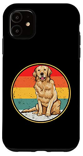iPhone 11 Vintage Retro Sunset Golden Retriever Dog Case