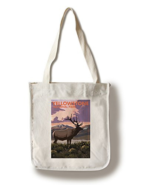 Lantern Press Yellowstone National Park Wyoming - Elk and Sunset 100 percent Cotton Tote Bag - Reusable Lantern Press Yellowstone National Park Wyoming - Elk and Sunset 100 percent Cotton Tote Bag - Reusable