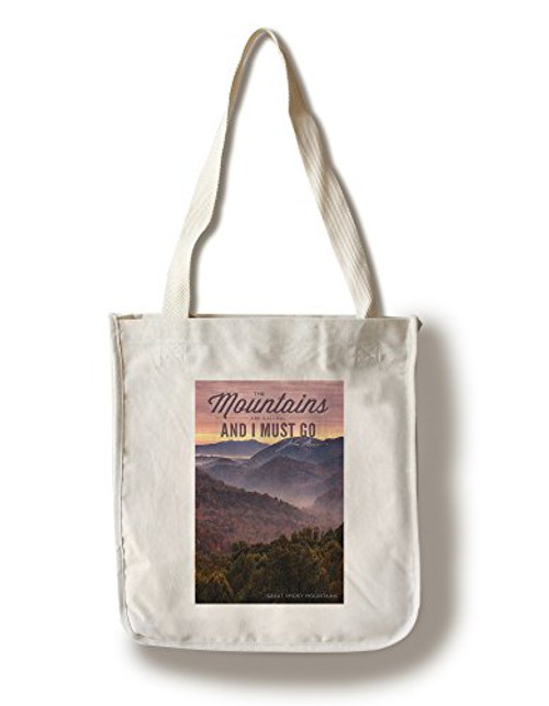 Lantern Press Great Smoky Mountains Tennesseee - John Muir - The Mountains are Calling - Sunset 100 percent Cotton Tote Bag - Reusable Lantern Press Great Smoky Mountains Tennesseee - John Muir - The Mountains are Calling - Sunset 100 percent Cotton Tote Bag - Reusable