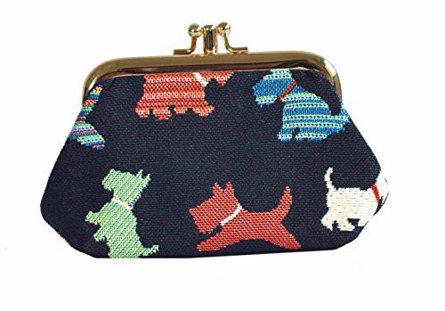 Signare Tapestry Cute exquisite Double Pocket Kiss lock Coin Purse for Women with Playful Puppy Design  FRMP-SCOT