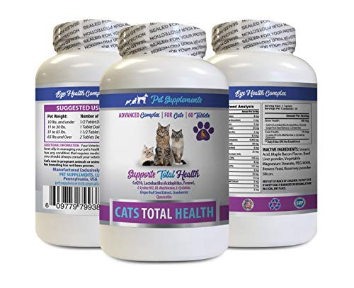 PET SUPPLEMENTS cat Eye Supplement - Cats Total Health Complex - Joint Coat Eye Immune Support Formula - cat Mineral Supplement - 1 Bottle  60 Tablets