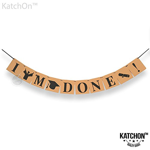 KatchOn, I'M Done Graduation Banner - No-DIY Required, Classy Kraft Graduation Bunting Banner - Eye Catching Graduation Decorations for Graduation Party Supplies 2018