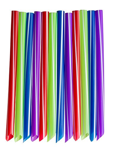 Crystalware, Bubble Tea & Smoothie Straws, Great for Boba, Milkshakes and Slushies, 40/bag, Assorted Colors Party Straws, Individually Wrapped, Extra Wide and 8 Inches Long
