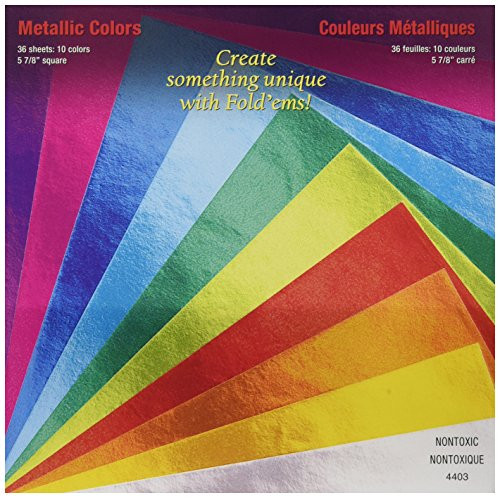 Yasutomo Fold Ems Non-Toxic Square Origami Paper, 5-7/8 X 5-7/8 in, Assorted Metallic Color, Pack of 36 Yasutomo Fold Ems Non-Toxic Square Origami Paper, 5-7/8 X 5-7/8 in, Assorted Metallic Color, Pack of 36