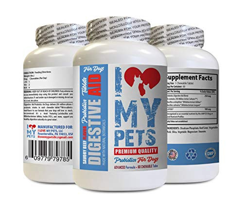 I LOVE MY PETS LLC Dog Digestive Support - Digestive AID for Dogs - PET PROBIOTIC bifidobacterium bifidum - 60 Treats 1 Bottle I LOVE MY PETS LLC Dog Digestive Support - Digestive AID for Dogs - PET PROBIOTIC bifidobacterium bifidum - 60 Treats 1 Bottle