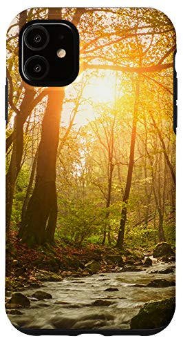 iPhone 11 Forest Green Trees Hiking Camping Forests Nature Sunset Gift Case