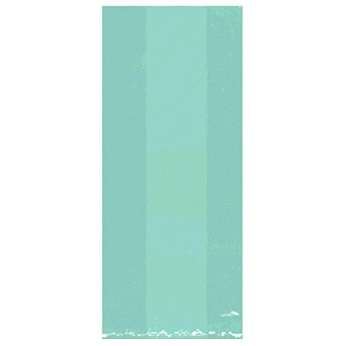 Amscan Festive Large Cellophane Robins Egg Blue Party Favour and Treat Bags, 14" x 5.2", Pack of 25.