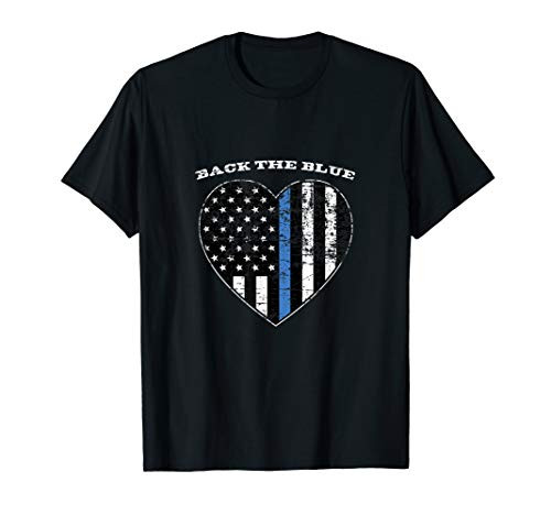 Back the Blue Thin Blue Line American Flag Police Support T-Shirt