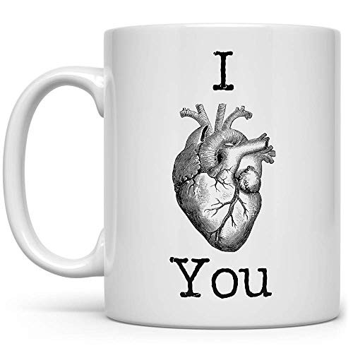 I Love You Coffee Mug  Valentines Day Gifts for Wife Husband Girlfriend Boyfriend  Anatomical Heart Cup  Romantic Present for Her Him