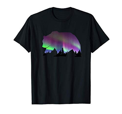 Alaska Northern Lights aka Aurora Borealis Wildlife Bear Tee T-Shirt Alaska Northern Lights aka Aurora Borealis Wildlife Bear Tee T-Shirt