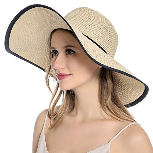Muryobao Womens Sun Straw Hat Wide Brim UV UPF 50 Summer Hat Foldable Roll up Floppy Beach Cap for Women Beige Muryobao Womens Sun Straw Hat Wide Brim UV UPF 50 Summer Hat Foldable Roll up Floppy Beach Cap for Women Beige