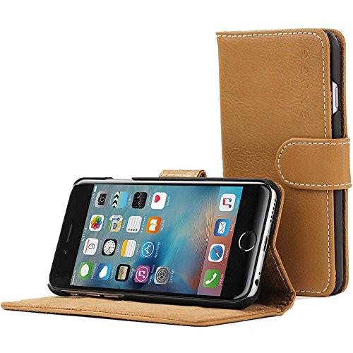 iPhone 6 and 6S Case  Snugg Desert Camel Leather Flip Case  Card Slots  Executive Apple iPhone 6 and 6S Wallet Case Cover and Stand - Legacy Series