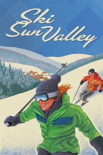 Ski Sun Valley  Idaho - Woman Skiing 97341  12x18 Art Print  Wall Decor Travel Poster