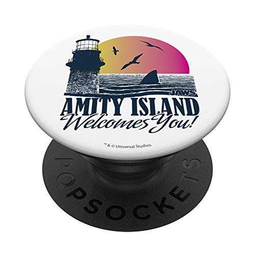 Jaws Amity Island Welcomes You Shark Fin Sunset PopSockets PopGrip  Swappable Grip for Phones  and  Tablets