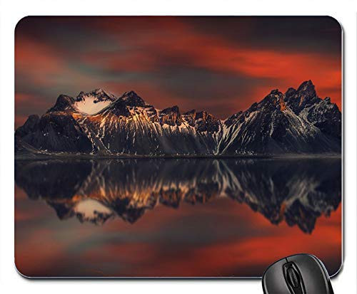 Sunset Lake Mountains Reflections Personalized Custom Gaming Mousepad Rectangle Mouse Mat Pad Office Accessory and Gift Design