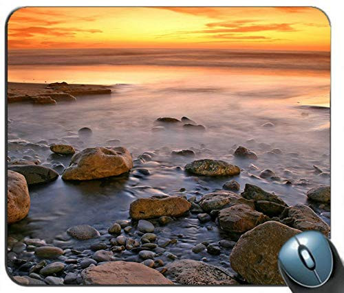 Coast Landscape Beach Rocks Water Ocean Sea Sunset Mouse Pad Anti Slip Desktop Mouse Pad Gaming Mouse Pad