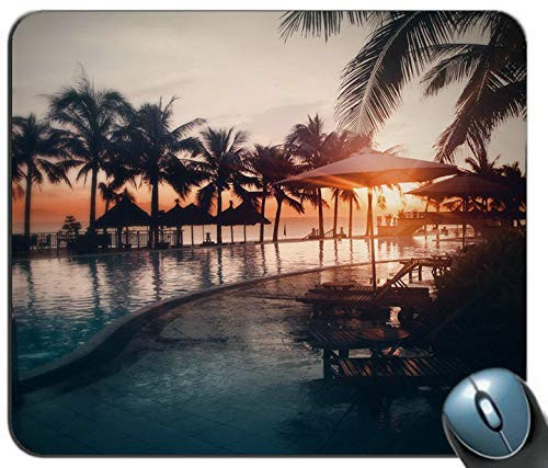 Pool Water Beach Ocean Palm Trees Sunset Mouse Pad Anti Slip Desktop Mouse Pad Gaming Mouse Pad