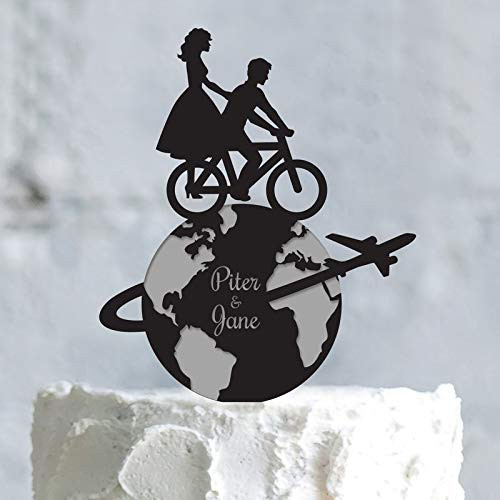 Bicycle Couple Travel Wedding Cake Topper Bike Travel Theme Wedding Bicycle Topper Bicycle Lover Bride And Groom Airplane Cake Topper